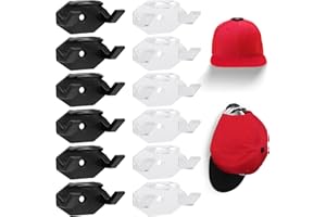 FANGZIN Vuteukis 12 Stück Cap Halterung Wand, Selbstklebende Kappenhalter, Basecap Halterung Wand mit 12 Doppelseitiges Klebeband und 12 Nägel (6 Transparent und 6 Schwarz)