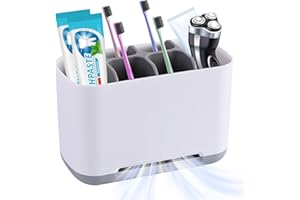 ‎FOSOLONI Fosoloni Zahnbürstenhalter Zahnbürsten Organizer, Zahnbürste und rasiererhalter-(4 Zahnbürstenfächer+2 Aufbewahrungsschlitze), Große Zahnbürstenhalter Zahnbürste Halterung für Familie, Kinder
