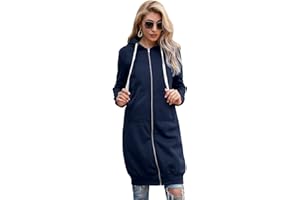 SotRong Fleece Jacket Women Zip Up Hoodies Coat Long Sleeve Warm Outerwear Casual Loose Sweatshirts Long Plus Size Jacket With Pockets Hooded Winter Coats