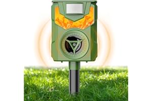SOKTNEU Katzenschreck, Katzenschreck Solar, Ultraschall Tiervertreiber, Maulwurf Vertreiber, Tiervertreiber mit Flammenlicht，Vertreiben Sie Vögel und Streunende Tiere aus Ihrem Garten oder Hof