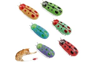 LETCDFER 6 Stück Mini Käfer, Katzenspielzeug Interaktiv Käfer, Elektrisches Interaktives Spielzeug für Katzen Hund Katze Maus Fluchthindernis automatisches Umdrehen Haustier Lustiges Spielspielzeug