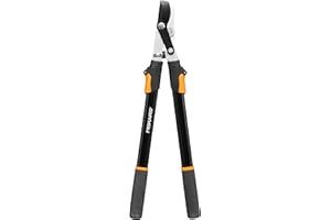 ‎FISKARS Fiskars Teleskop-Astschere für frisches Holz, Antihaftbeschichtet, Gehärteter Präzisionsstahl, Grifflänge: 63 bis 83 cm, Schwarz/Orange, L13, 1027528