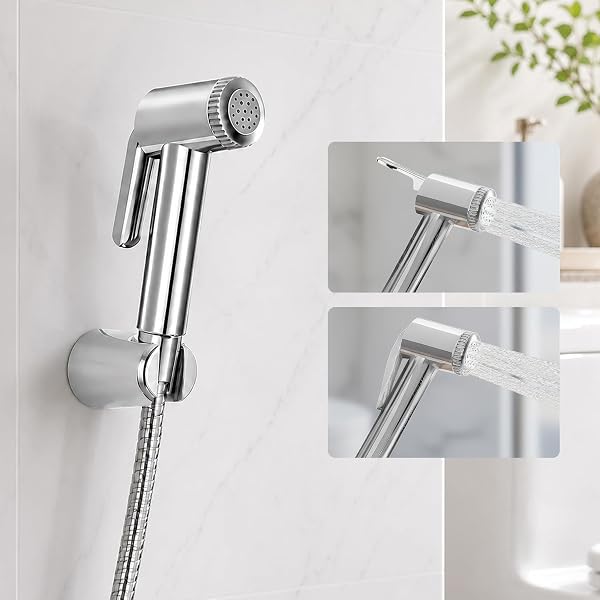 Amazon Basics Health Faucet Set – Premium ABS Jet Spray Gun with 1.5M SS Pipe for Toilet | Bathroom Bidet Sprayer Kit Pack of 1