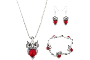 Janly Clearance Sale Womens Earrings, Owl Jewelry Set Retro Style Owl Turquoise Accessories (Bracelet Necklace Earrings), Jewelry & Watches for Christmas Valentine's Day