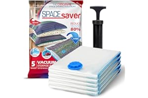 Spacesaver Vakuum-Aufbewahrungsbeutel (mittelgroß, 10 Stück), spart 80% Platz für Kleidung, Vakuumbeutel für Bettdecken, Decken, Bettwäsche, Kleidung – Reise-Vakuumbeutel – Handpumpe im Lieferumfang