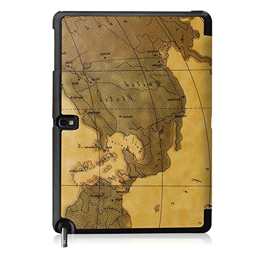 Fintie Samsung Galaxy Note 10.1 2014 Edition / Samsung Galaxy Tab Pro 10.1 T520 T525 Hülle Case – Ultra Slim Lightweight superleicht Stand Smart Shell Schutzhülle Cover Tasche Etui mit Auto Schlaf/Wach Funktion, Landkarte Braun - 8