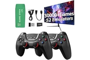 BLO2BIRO M22 Wireless Game Stick Wireless Retro Game Console with 30000+ Classic Games Multiple Classic Emulator Premium Competitive Dual Controllers Gift for Teen and Partner Black