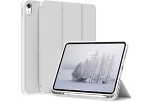 BQDIYOO Coque pour iPad (A16) 11ème Génération 11" (2025)/iPad 10ème Génération 10,9" (2022), avec Porte Pencil, Mince Légère à Trois Volets, Réveil/Sommeil Auto, Gris