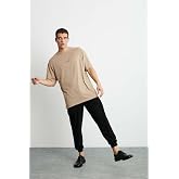 RIVER Erkek Oversize Fit Bol Kesim Nakış İşlemeli Basic &Ouml;rme Lacivert T-Shirt