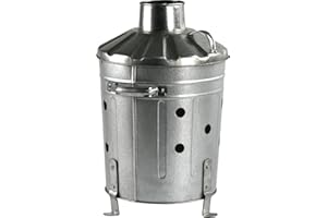 STERLING VENTURES 15L Mini Galvanised Incinerator Fire Bin for Rubbish Wood Garden Waste