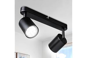 Smanu 2 Way Spotlight Ceiling Lights, Modern Kitchen Ceiling Light Fittings Black, Industrial Ceiling Spots Wall Lights, Adjustable GU10 Spotlights for Bedroom Living Room Hallway,Bulbs Not Included