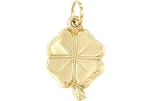 FORME DI LUCCHETTA Lucchetta - Colgante Trébol de la Suerte de Oro Amarillo de 14 quilates, 20x11mm, Charms y Colgantes para Mujer Niña