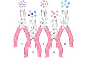 WAIZHIUA 5 Pcs Perforatore a Pinza Singolo Foro, 16x7,5cm Perforatrice Carta Diametro Del Foro 1,5-6mm Capacità 8 Fogli A4 (5 Modelli)