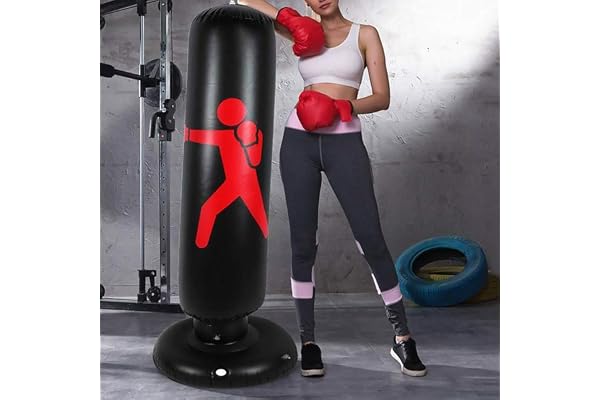 WingFly Sac de Frappe sur Pied pour Le Fitness, La Boxe, Sac Gonflable avec Cibles de Frappe, Parfait pour Les Enfants et Les Adultes 160 CM