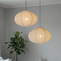 METHEDEECO Handgefertigter Leinen-Bambus Lampenschirm Hngelampe Boho   Minimalistische Dekoration Fr Schlafzimmer Und Restaurant