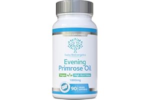SWISS BIOENERGETICS Evening Primrose Oil 1000mg 90 Capsules - Vegan & Cold Pressed - Premium High GLA Formulation - No GMOs - UK Made Vegan Soft Gels