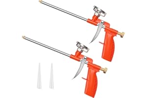 LYCXAMES PU Schaumpistole, 2 Stück Bauschaumpistole, Profi-Dosierpistole aus Metall, Pistolenschaum mit ergonomischem Kunststoffgriff für Heimwerker und Profi zum Verfüllen Abdichten, Orange