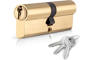 LOCKS AND SCREWS LTD Brass 45/55 Euro Cylinder Door Barrel Lock with Anti-Bump and Anti-Drill/Pick Security, 3 Keys (100mm)