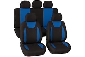 Susy Shop Coprisedili universali in poliestere adattabili a tutte le auto con sedili standard - con 2 zip sui schienali posteriori - modello N (Blu Chiaro)