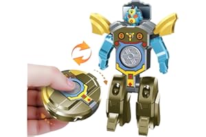 CUDTROVE Robot Fidget Spinner Transformable 2 en 1 | Jouet Sensoriel Anti-Stress, Figurine Robot Miniature à Transformer pour Enfants et Adultes | Jouet Hand Spinner Cool de Voyage pour Enfants de 3 Ans (Or)