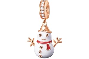 GLOWDAS Charms série noel pour bracelet de christmas européen, maison du père noël, or rose bonhomme de neige renne arbre de noël, charm flocon de neige hiver en argent sterling 925, cadeaux pour amoureux/ami