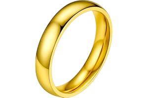 PROSTEEL Bague en Acier Inoxydable/Plaqué Or pour Homme Femme, Simple Anneau Alliance de 2mm/4mm/6mm/8mm - Taille 47/49/52/54/57/59/62/64/67/69