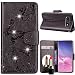 Produktbild Vectady für Samsung Galaxy S10 Hülle, Handyhülle Case Schutzhülle Leder Handytasche Lederhülle mit Spiegel Glitzer Diamant Magnet Spiegel Flip Cover für Samsung Galaxy S10,Dunkel Grau