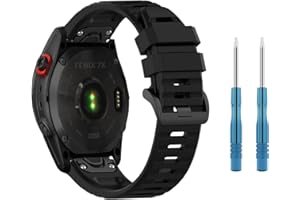 SeNool Armband für Garmin Epix 2 Pro 51mm, [26mm QuickFit Silikon Ersatzarmband], Uhrenarmband für Garmin Fenix 7X Pro Solar/Fenix 7X/6X GPS/6X Pro/6X Sapphire GPS/5X Sapphire/5X GPS - Schwarz