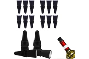 BANJILI Silicone Tappi per Bottiglie di Vino, 12 PCS Tappo per Vino in Silicone, Tappo per Bottiglia di Vino con Fondo in Acciaio Inossidabile, Riutilizzabili, per Conservare ​la Birra Champagne
