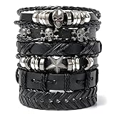 Young & Forever Gift Multilayer Wooden Beads Handmade Genuine Leather Rope multistrand Wristband Bracelet for Men/Women/Girls/Boys Fashion for Unisex: 