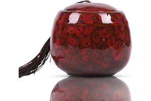 YOUDEAR MEMORIALS Youdear Service Urna pequeña para cenizas humanas de 6 cm, urna hecha a mano, bonita urna para recuerdos, mini urna de cerámica, capacidad para 70 cm3 cenizas - Urna para cenizas de perro, color rojo