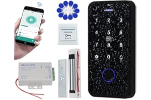 QTTYELOK QTTY Bluetooth Tuya Kit de Sistema de Control de Acceso RFID IP68 Impermeable Biometría de Teclado RFID + Cerradura Electromagnética 180KG / 350lbs + 10pcs Llaveros 13.56MHz