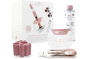 StylPro ?Geschenkset Kit?Elektrischer Make-up-Pinselreiniger und Trocknermaschine mit 8 Pinselkragen, Pinselreiniger - Schneller automatischer Spinning Pinselreiniger mit hitzebeständiger Schale