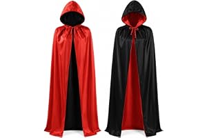 xolear Halloween vändbar vampyrkappa med huva, svart röd kappa, vampyr kostym män kvinnor barn halloween kostym kappor för ju