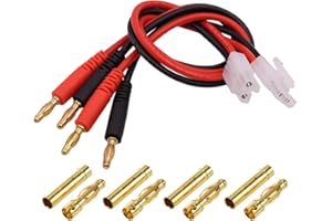 GTIWUNG 2 Pièces Adaptateur Mâle à Fiche Banane 4.0mm - Connecteur Bullet avec Câble 14AWG 30CM + 4 Paires Fiches Banane 4,0 mm