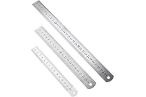 LIJUANWANG Regla de Acero Inoxidable,3 Pzs Regla Metálica,15cm/20cm/30cmRegla de Borde Recto,herramienta de medición con escala,métrica e imperial de borde recto para Medir Estudio de la Oficina