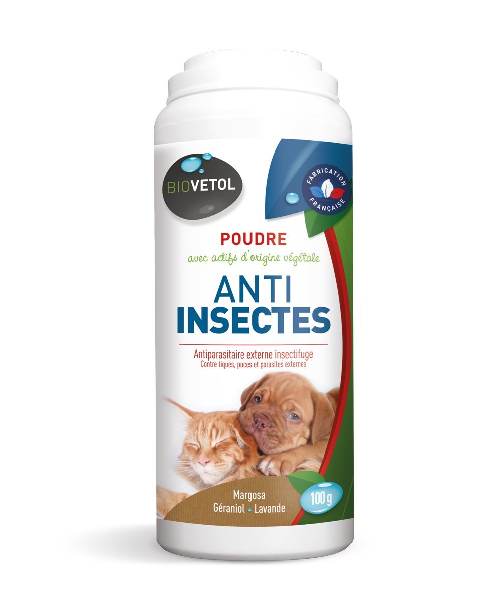 Biovetol - Anti-Insect Powder 100g - Anti-Flea for Cats and Dogs