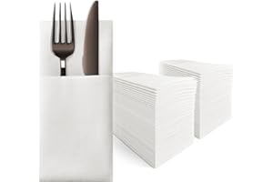KMAKII Disposble Cloth Like Napkins,Pocket Napkins,Paper Dinner Napkins,Wedding Party White Napkin,Linen Feel Napkin,40×40cm,White 100 Count