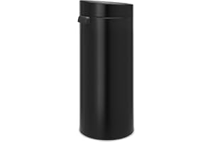 Brabantia 30 L Kitchen Touch Bin New (Matt Black) Removable Lid, Soft-Touch Open, Easy Clean Rubbish Waste Bin + Free Bin Bags