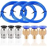 SIQUK 3 pezzi (1,5 metri) PTFE Blue Tubing e PC4-M6 Raccordi con PC4-M10 Raccordi per stampante 3D 1,75 mm Filamento