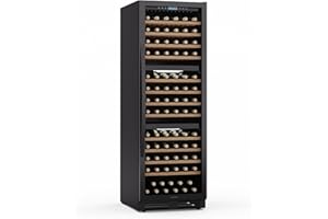 ‎KLARSTEIN Klarstein Vinovilla Trio Weinkühlschrank – 144 Flaschen, 3 Zonen, 5–20°C, LED-Beleuchtung, UV-Schutz, freistehend, Weinklimaschrank