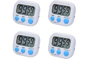 FDRJKN 4-Pack Kitchen Timer, Clear & Loud Alarm Countdown Timer - Kids & Homework Friendly Stopwatch Timer - Multiple Cooking & Fitness Use
