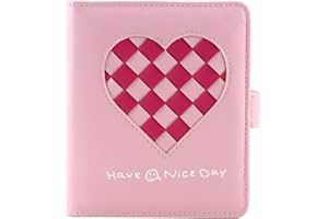 BEHANIU 64 Tasche Herz Zopf PU Fotoalben für Fujifilm Instax Mini 11/Mini 9/Mini 8/Mini 90/Mini 25/Instax Mini Liplay, Kodak Mini 3 Zoll Film (rosa)