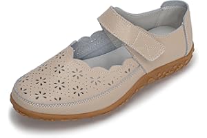 Rusffes Womens Leather Mary Janes Comfort Casual Work Office Nursing Shoes Sandals