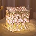 VazzLox DIY(Do It Yourself) Tulip Lamp Mirror Cube 30 Flowers LED Decorative Lamp Handmade 2 in 1 Table Ornaments & Mirror DIY Infinite Tulip Light Lamp for Bedroom Living Room Decor Gift - Multicolor