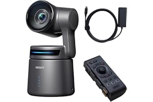OBSBOT Tail Air Combo con Adaptador USB-C a Ethernet y Mando a Distancia, cámara PTZ de Seguimiento AI con Soporte NDI, aplicación Inteligente,HDMI/USB-C/WiFi,cámara para Streaming, Iglesia,