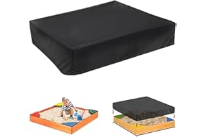 FORHOME Sandkasten Abdeckung Plane 150x150x20cm, Schwarze wasserdichte Sandkastenabdeckung, quadratische Plane, wasserdicht mit Kordelzug, Oxford-Gewebe für Sandkasten Pool Garten