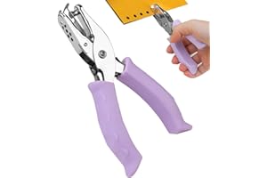 ONSOLO Single Hole Paper Puncher 1/4 inch (6mm) Metal Handheld Hole Punch Purple Circle Pliers One Hole Chrome Multiple Perforator for Home Office School Stationery Greeting Scrapbook Card Gift Tag DIY Craft