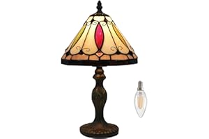 Kinbolas Tiffany W Stylu 8-calowym Lampa Stołowa Witraże Szklane Małe Lampę Nocną Czytanie Antyczne Biurko światło Salon Sypialnia Biuro Vintage Art Deco Victorian