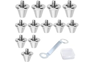 Xiciki 12 Pcs Rugby Studs, Football Studs, Metal Spikes Football Boots Replacement, Compatible with Nike, Adidas, Puma, Kooga Includes Wrench for Easy Installation, Silver